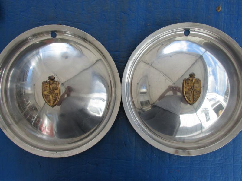 Pair 1949 lincoln 15" hubcap gold emblem ln 49 50 wc cb6