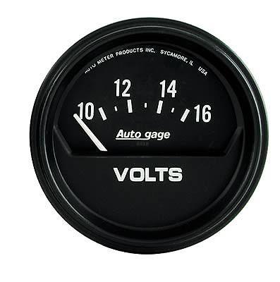 Auto gage electrical voltmeter gauge 2 5/8" dia black face 2319