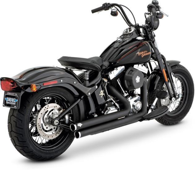 Vance & hines big shots staggered full exhaust black harley fxst 86-90
