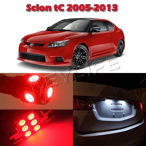 6 red led interior light package deal for 2005-2013 scion tc map dome trunk