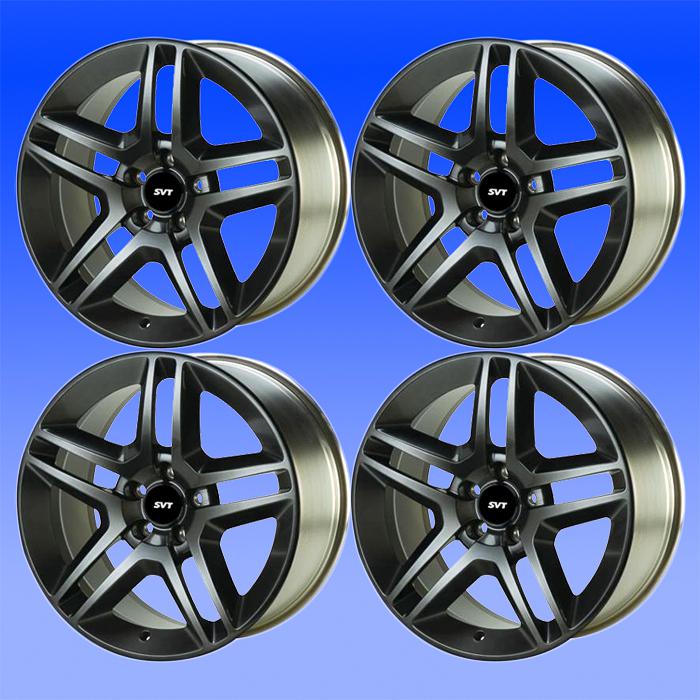 05-12 shelby gt & gt500 18" x 9.5" wheels, polished spoke & dark argent inserts