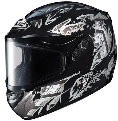 Hjc cs-r2 xl skarr silver gray dual snowmobile snow csr2 helmet extra-large xlg
