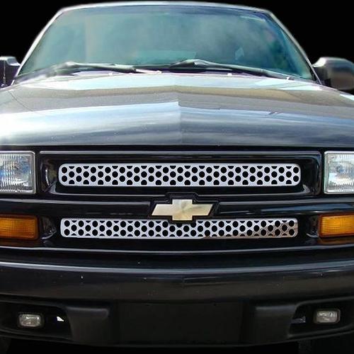 Chevy s10 98-04 circle punch polished stainless truck grill insert add-on trim