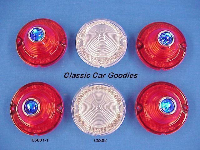 1958 chevy blue dot tail/back up lens set for impala