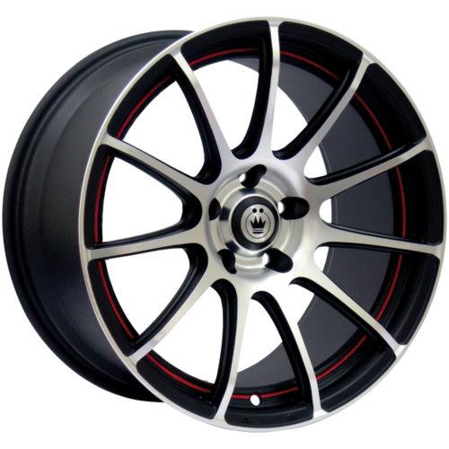 17x7 black red konig zero-in wheels 5x110 5x115 +40 buick lucerne regal lacrosse
