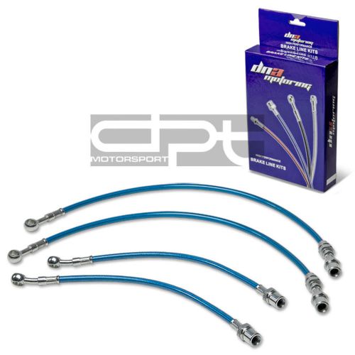 Corolla ae98 gts replacement front/rear ss hose blue pvc coated brake line kit