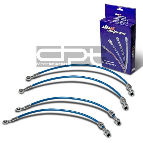 For 89-94 maxima w/abs replacement front/rear hose blue pvc coated brake line