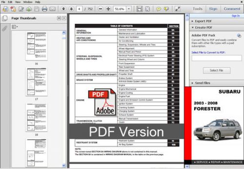 Subaru forester 1998 - 2002 engine transmission brake suspension workshop manual