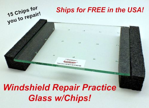 Windshield repair practice glass - repairdemo with chips