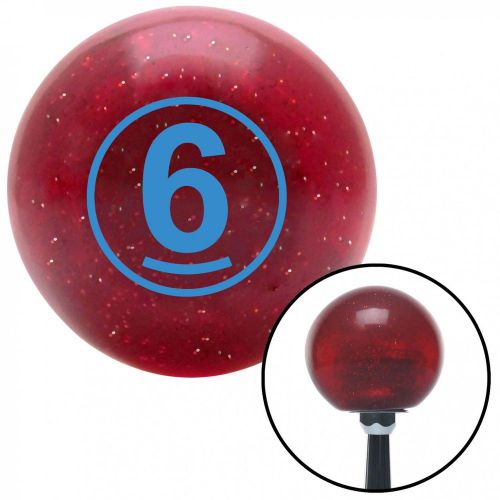 Blue ball #6 red metal flake shift knob with 16mm x 1.5 insertstrip plastic