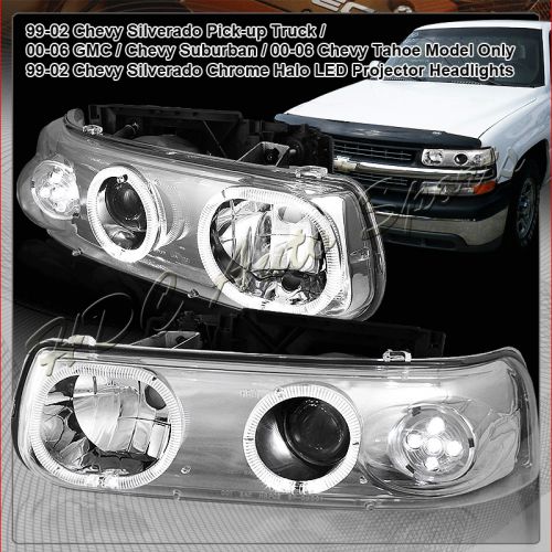 For 1999-2002 chevy silverado 1500 2500 chrome halo projector led headlight lamp