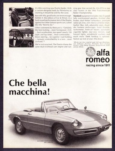 1967 alfa romeo duetto spider photo &#034;che bella macchina&#034; vintage print ad
