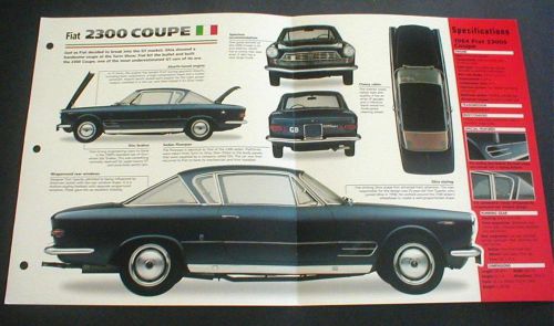 1964 fiat 2300s coupe unique imp brochure