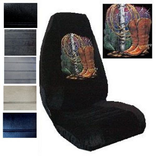 Velour seat covers car truck suv cowboy boots high back pp #y