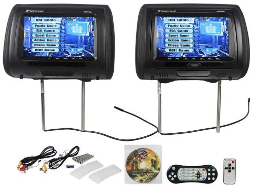New rockville rdp931-bk 9” black car dvd/usb/hdmi headrest monitors+video games