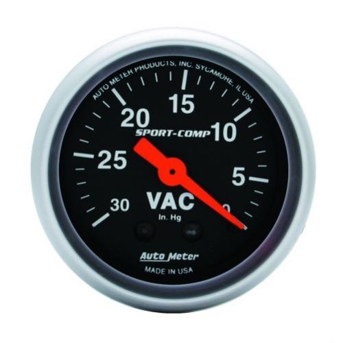 Auto meter 3384 gauge; vacuum; 2 1/16&#034;; 30inhg; mechanical; sport-comp