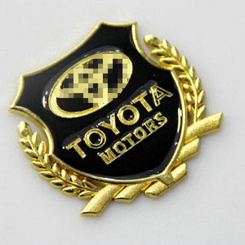 2 x golden wheat  metal car marked emblem badge decal motor sticker for toyota