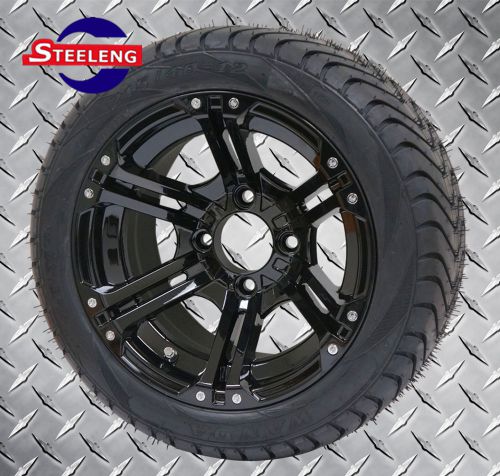Golf cart 12&#034; black terminator wheels and 215/40-12 dot low profile tires(4)