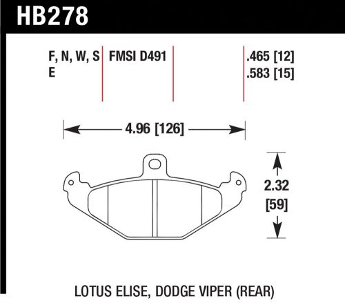 Hawk performance hb278n.465 disc brake pad fits 01-11 elise exige