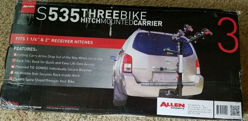 Allen s535 three bike hitch mount carrier for both 1 1/4 and 2&#034; receivers