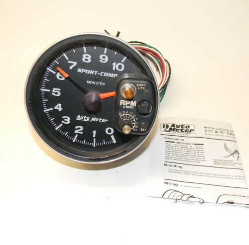 Auto meter 3903 sport-comp shift-lite tachometer very good condition