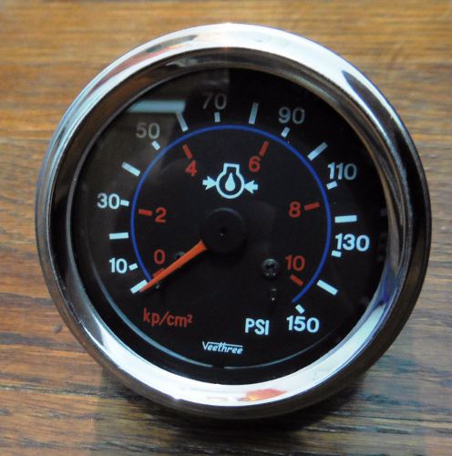 New veethree oil pressure gauge 0-10 kp/cm2 150 psi old time vintage 04-08 v3nos