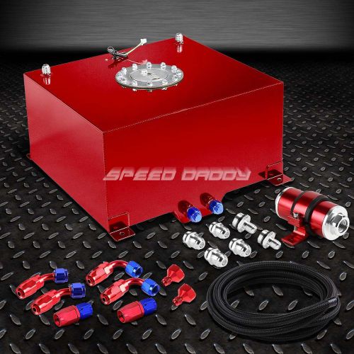10 gallon/38l aluminum fuel cell tank+feed line kit+30 micron inline filter red