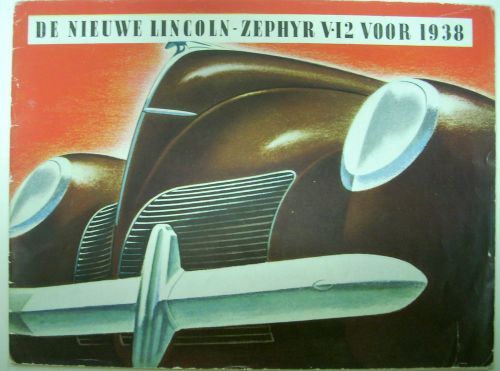 1938 lincoln zephyr v12 color original sales brochure dutch version