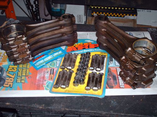 8 factory 3/8th bb chevy  connecting rods with brand new arp bolts