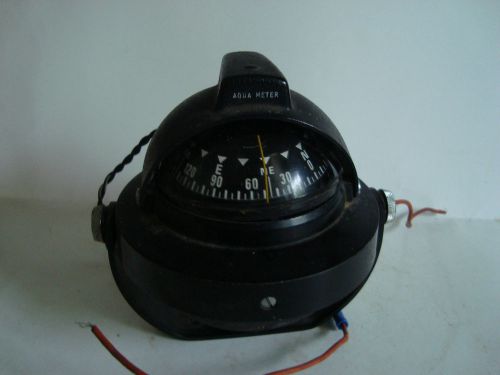 Vintage aqua meter compass for boating with bracket