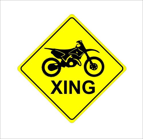 Motocross moto xing aluminum sign 12x12 mx yellow crossing metal dirt motorcycle