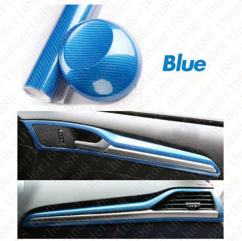 18&#034;x60&#034; 5d ultra shiny gloss glossy blue carbon fiber vinyl wrap sticker decal