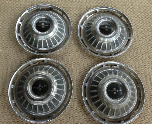 Set of 4-1960&#039;s genuine chevy corvair monza 900 black &amp; silver 13&#034; hub caps
