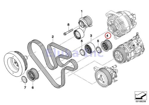 Bmw genuine deflection pulley - alternator a/c ac power steering belt e71 889