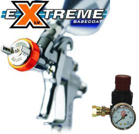 Iwata 5663 lph400-lvx extreme basecoat hvlp spray gun 1.3mm free regulator