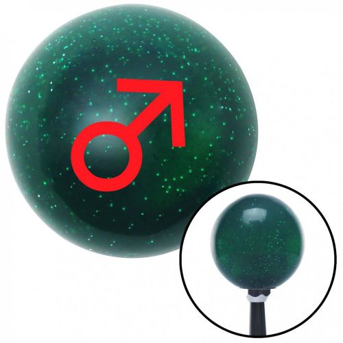 Red male green metal flake shift knob with 16mm x 1.5 insertlever weighted top