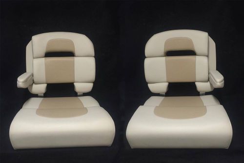 Capri deluxe helm chair pair port &amp; starboard tan &amp; white