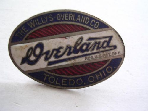 Original overland the willys-overland co toledo oh enameled radiator emblem