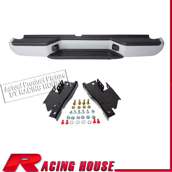 Rear step bumper steel bar w/pad 05-10 nissan frontier king crew extended gray