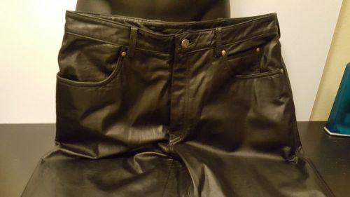 Harley davidson black leather lined pants 34w x 32&#034; length - great condition!
