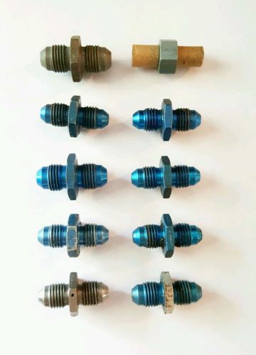 Lot of 10 an flare union fittings - blue anodized