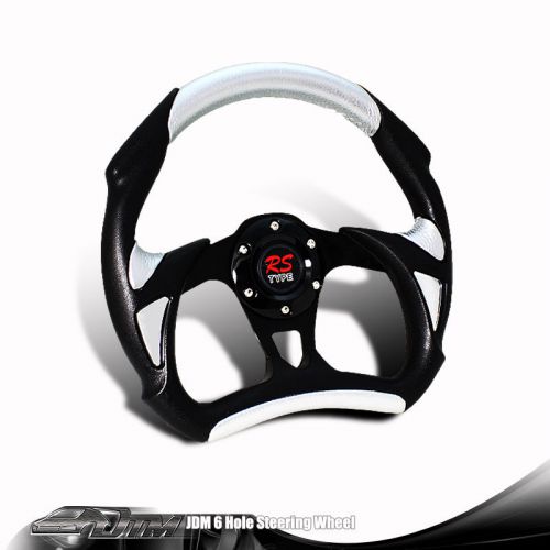 320mm type-a 6-hole black / silver pvc leather racing steering wheel for mazda