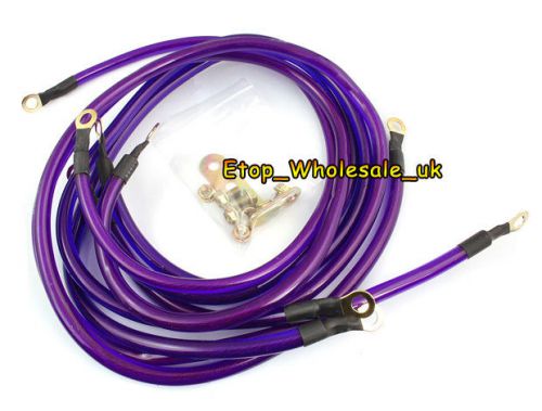 Purple universal 5 point grounding kit earth ground wire cable performance car