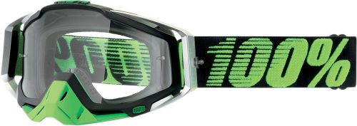 100% racecraft 2013 mx/offroad clear lens goggles mirrored metallic lime/green