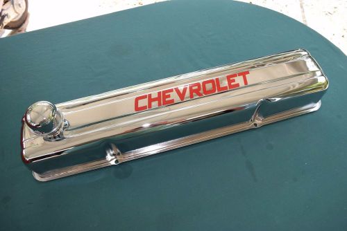 1950-1962 235 chevy 6 cylinder chrome valve  with &#034;chevrolet&#034; decals