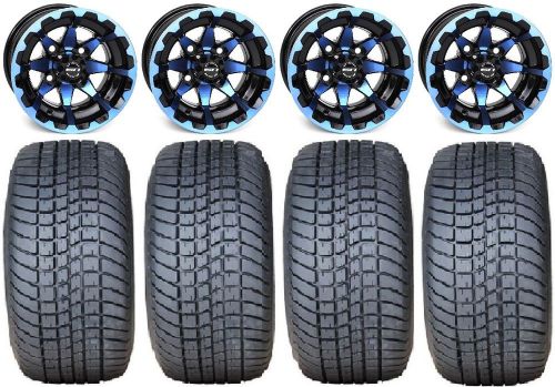 Sti hd6 blue/black golf wheels 12&#034; pro rider 215x50-12 tires e-z-go &amp; club car