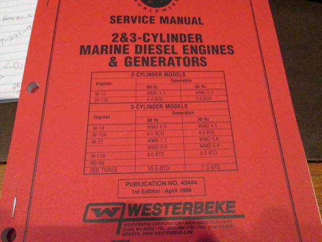 Westerbeke service manual 2&3 cylinder diesel engines/generators new!