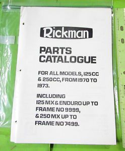 Rickman all 125/250 1970-1973 oem montesa 250 63m 73m &amp; 125 mx &amp; six day manual