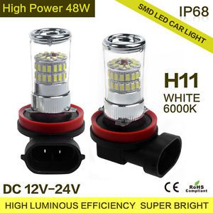 2x 48w 3014-smd led light h11 fog bulb auto car driving projector lamp dc12v-24v