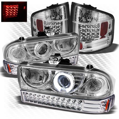 99-04 s10 projector headlights + led bumper + philips-led perform tail lights